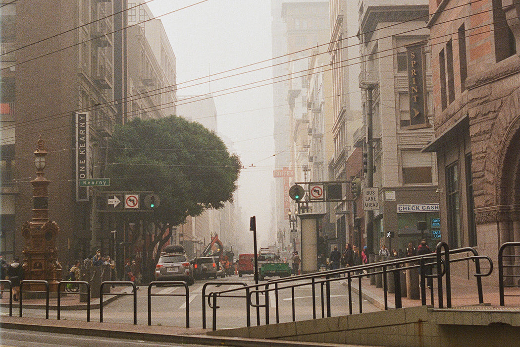polluted city street
