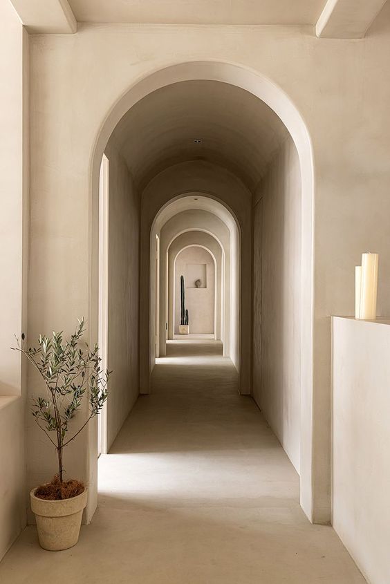 aesthetic hallway with plants