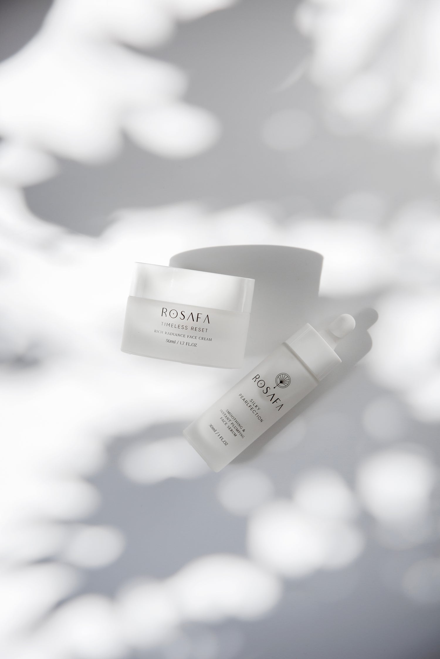 timeless reset rich radiance face cream and silky pearlfection face serum by rosafa