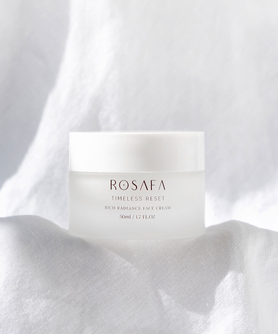 rosafa timeless reset rich radiance face cream on the sheet